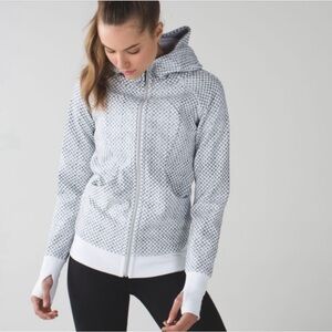 Lululemon Scuba Hoodie Dottie Eyelet White and dark grey - size 6